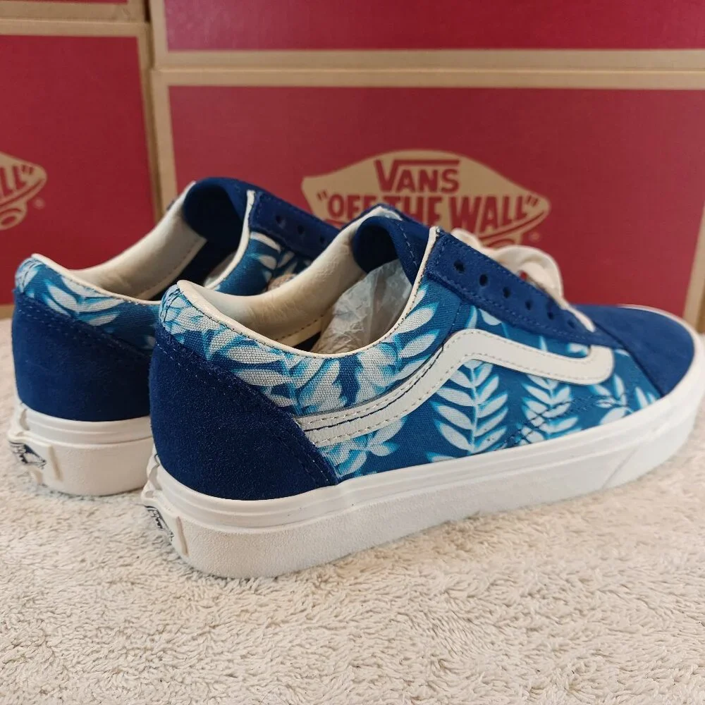 Vans Men's 4.5/Women's 6 Old Skool Solar Floral Blue and White VNOA4U3BWV8
